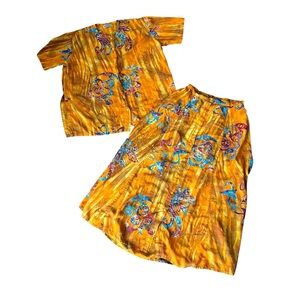 Vibrant Orange and Blue Two-Piece Set 1980’s